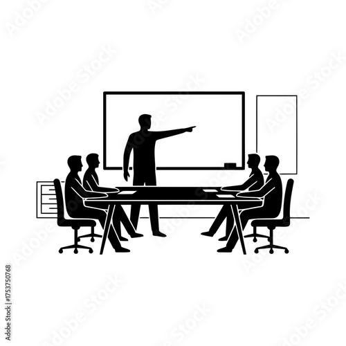 Office restart meeting vector art of business presentation in office