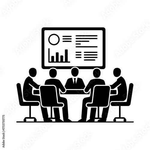 Office restart meeting vector art of business meeting with presentation, teamwork concept
