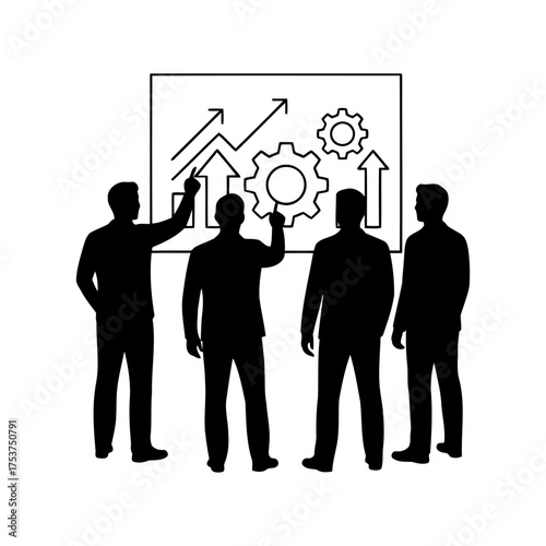 Office restart meeting vector art of business team discussing growth strategy