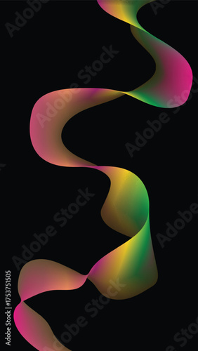 Abstract Flowing Ribbon on Black Background Represents Movement and Modern Design Aesthetics Perfect for Creative Projects