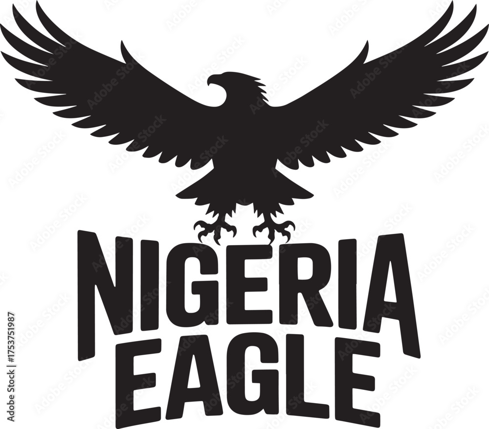 Obraz premium Nigeria Eagle Vector Logo Text African Nation Bird Mascot Emblem Typography Design