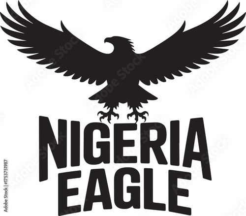 Nigeria Eagle Vector Logo Text African Nation Bird Mascot Emblem Typography Design