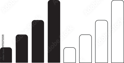 Signal strength bars illustrate wireless connectivity and network performance indicators for mobile devices and data transmission in a simple graphic