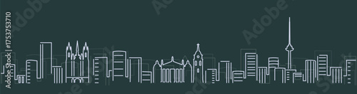 Vilnius Simple Lines Skyline on Dark Background