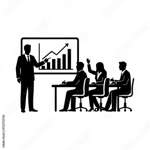 Presentation vector art of business presentation with rising graph