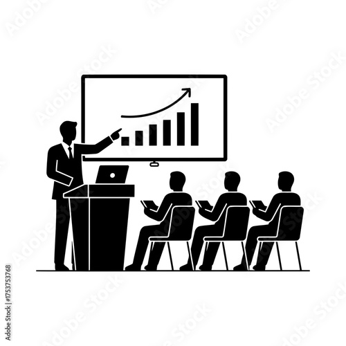 Presentation vector art of business presentation with rising graph