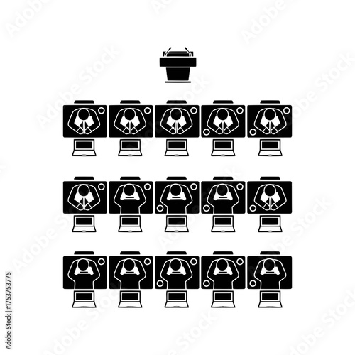 Presentation vector art of training class in a computer lab