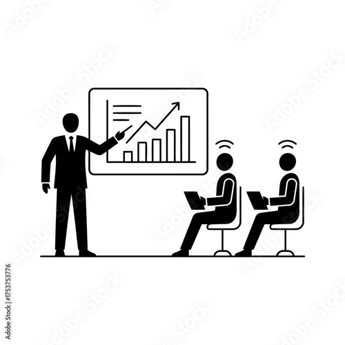 Presentation vector art of business presentation with rising graph