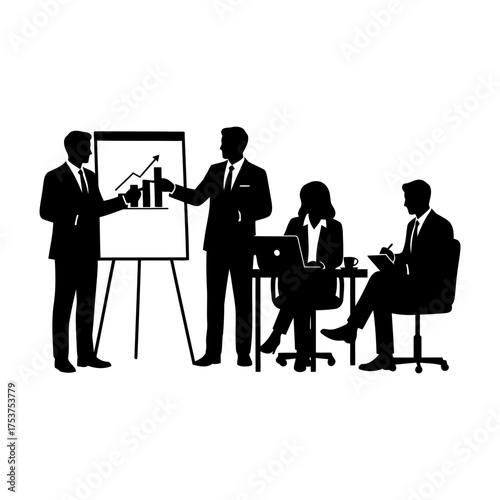 Presentation vector art of business presentation with team