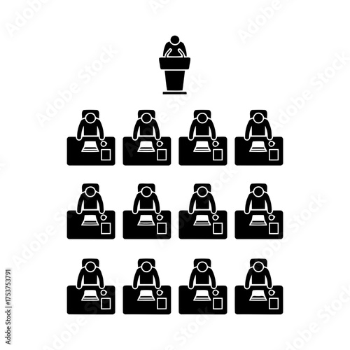 Presentation vector art of business presentation with audience is being given