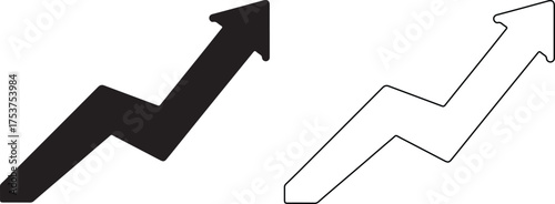 Free Download Two upward pointing arrows one solid black and one outlined symbolize growth and positive trends in business and financial markets - GFXLoad