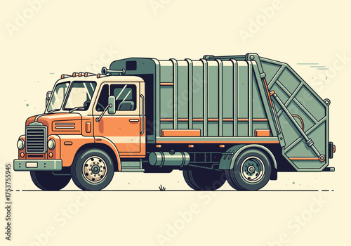 Commercial Garbage Truck Illustration