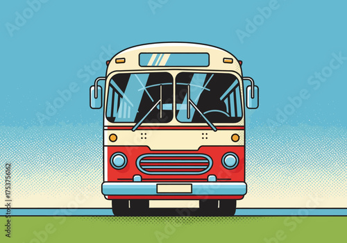 Illustration of a classic red bus