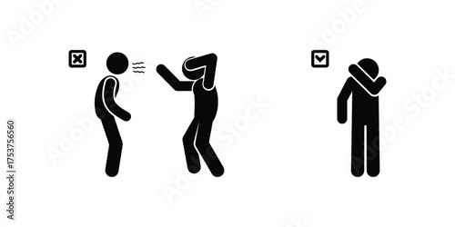 A person sneezing icon, risk of infection, rules of conduct, the spread of infections and colds