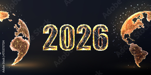 2026 with god broken earth, symbol of world change, global disruption, transformation concept vector