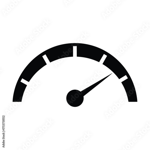 Black speedometer gauge showing moderate speed perfect for website elements and presentations