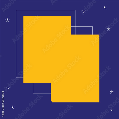 Bold, minimalist abstract background with a dark blue base and two large, contrasting yellow geometric square blocks. Excellent for simple, high-impact statements or posters