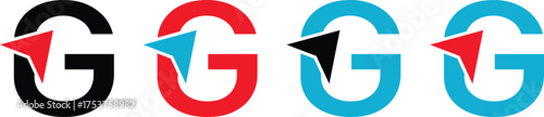 Letter G Logo Integrated with Compass or Arrowhead Icon, Navigation and Direction Business Mark Vector