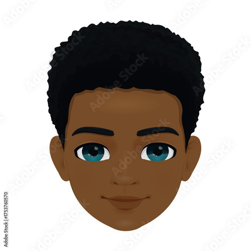 curly haired african boy face
