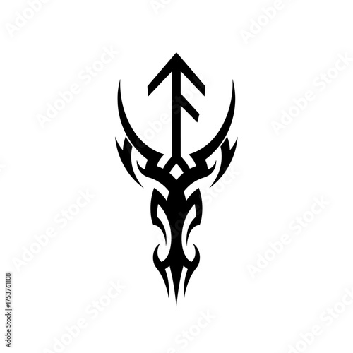 Elegant Viking rune symbol with tribal design, perfect for unique tattoo ideas or powerful logo concepts, available for creative design projects