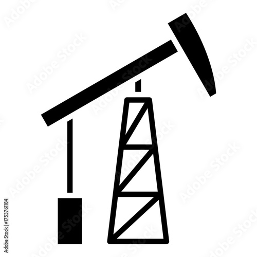 Oil well, oil derrick, pumpjack glyph solid icon	