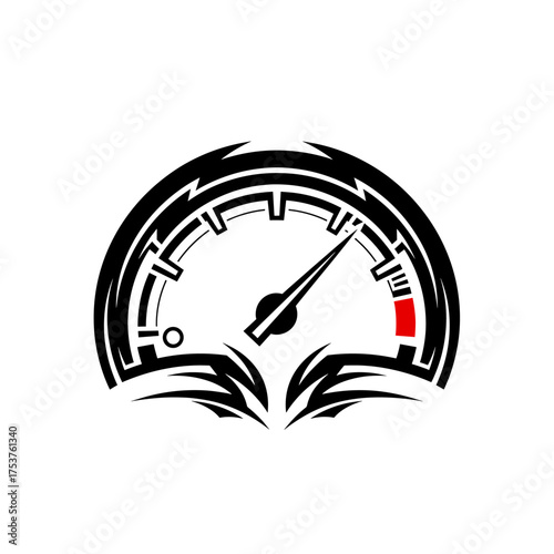 Sleek speedometer design shows speed and acceleration potential, ideal for automotive, racing, or technology themes with its modern aesthetic