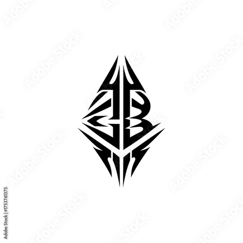 Bold tribal initial logo design with sharp edges creates a striking brand identity for gaming, streetwear, or music artists needing edgy visuals
