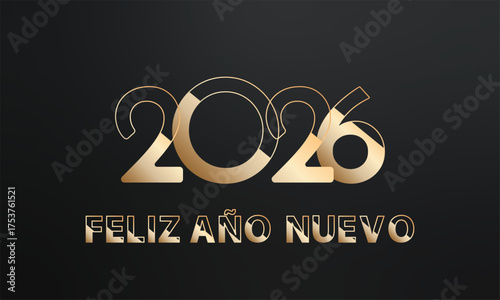 tarjeta, pancarta, Feliz Año Nuevo 2026, feliz, año, 2026, fiesta, celebrar, deseo, Año Nuevo, día, familia, niños, regalos, amigos, noche, vacaciones, invierno, propósito, decoración, ilustración, co
