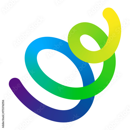 Abstract Color Line Pattern. Vector Wave Shape Design Element. 3D Squiggle Line Spiral with Color Gradient.