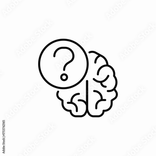 brain question icon sign vector