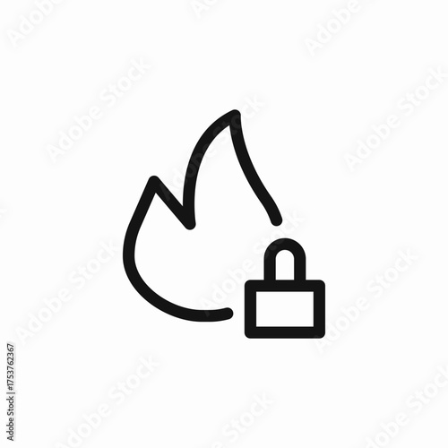 fire lock protection icon sign vector