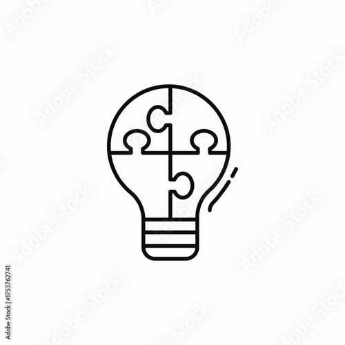 puzzle bulb idea solution icon sign vector