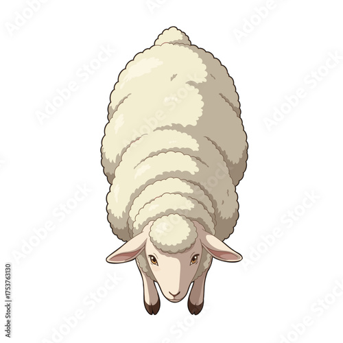 Sheep White Leaping Down Front Anime Cartoon