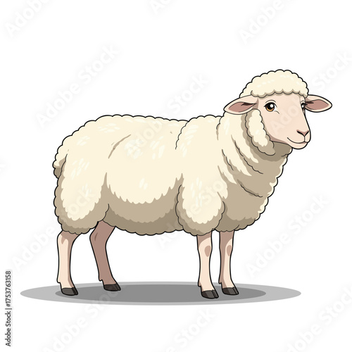 Sheep White Stand Anime Cartoon