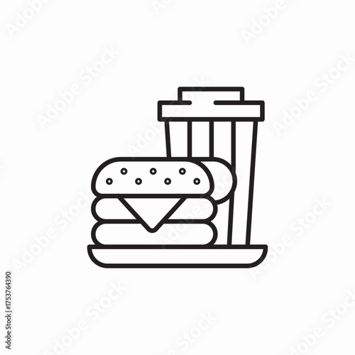 fast food burger soda icon sign vector