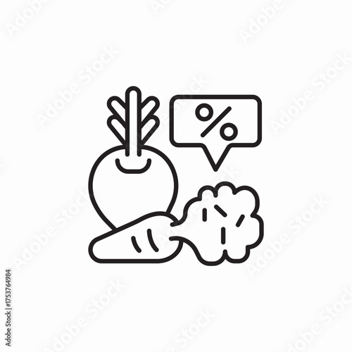 vegetables discount icon sign vector
