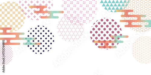 カラフル　和柄　模様　背景