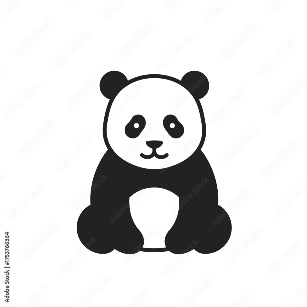 Naklejka premium Cute panda icon vector, a nature-inspired illustration, ideal for various design projects. This animal icon represents the beauty of nature