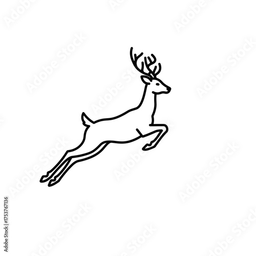 Simple jumping deer icon vector illustration, nature-themed graphic design element, perfect for website or print use