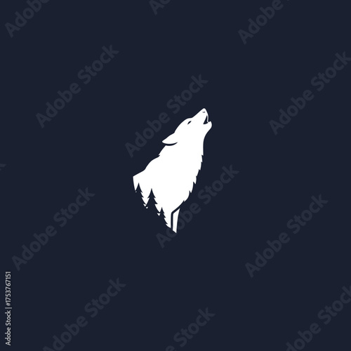 Nature icon vector illustration featuring a howling wolf silhouette with a minimalist design for representing wilderness and wildlife