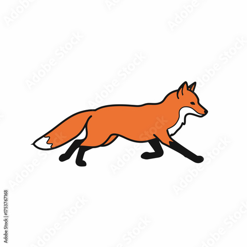 Running fox icon vector, nature illustration, wildlife symbol for logo design, animal icon, vector graphic element