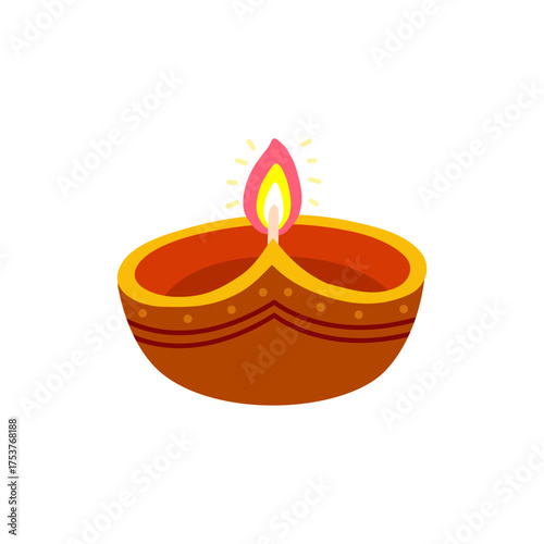 Festive Diya Lamp with Bright Flame for Diwali Celebration and Warm Home Mood