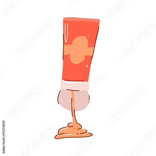 Illustration of cosmetic lotion tube for skincare product or beauty industry and personal care concept