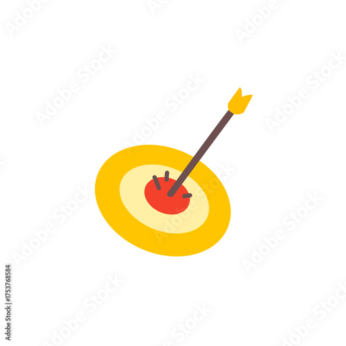 Bright Yellow Target With Arrow Hitting Bullseye Illustration For Archery And Sport Concepts
