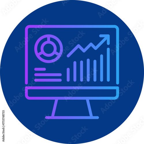 Statistics icon for strategy and management, website, application, printing, document, poster design, etc