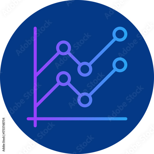 Line graph icon for strategy and management, website, application, printing, document, poster design, etc