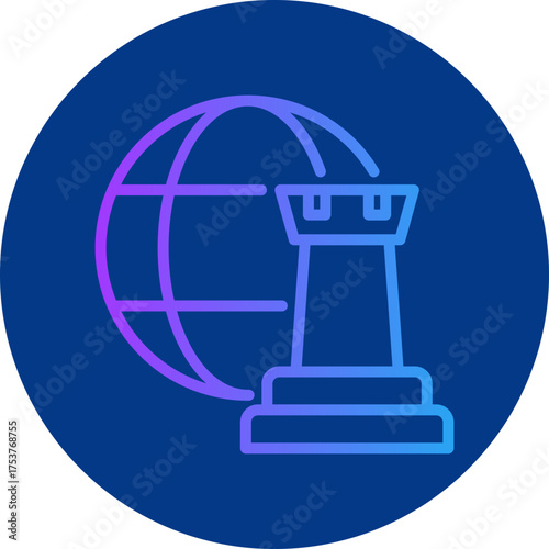 Global strategy icon for strategy and management, website, application, printing, document, poster design, etc