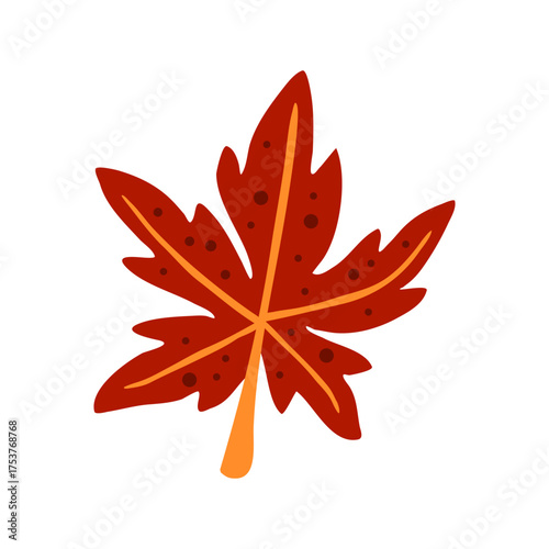 Autumn Maple Leaf Illustration in Warm Orange Red Tones for Fall Themed Design