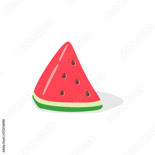 Bright Watermelon Slice Illustration With Red Flesh And Green Rind For Summer Snack