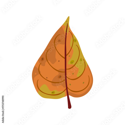 Autumn Leaf Illustration in Warm Orange and Gold Tones for Seasonal Design